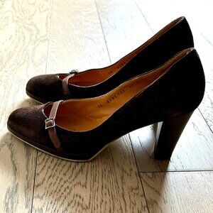 Salvatore Ferragamo Classic Women's Brown Suede High Heel Pumps